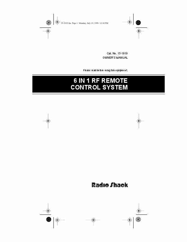 Radio Shack Universal Remote 6 IN 1 RF REMOTE CONTROL SYSTEM-page_pdf